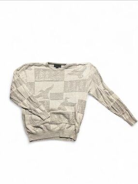 croft & barrow Cream Bird Patterned Crewneck Sweater #Vintage